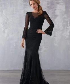 MGNY By Mori Lee - 71735 Embroidered Illusion Bateau Trumpet Dress