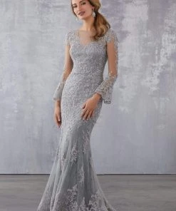 MGNY By Mori Lee - 71735 Embroidered Illusion Bateau Trumpet Dress 14 MGNY By Mori Lee - 71735 Embroidered Illusion Bateau Trumpet Dress
