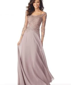 Formal Gowns MGNY By Mori Lee - 71806 Embroidered Off-Shoulder A-line Gown