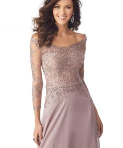 Formal Gowns MGNY By Mori Lee - 71806 Embroidered Off-Shoulder A-line Gown