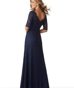 Formal Gowns MGNY By Mori Lee - 71809 Lace V-Neck A-Line Dress 6 Formal Gowns MGNY By Mori Lee - 71809 Lace V-Neck A-Line Dress