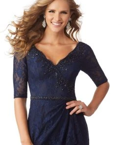 Formal Gowns MGNY By Mori Lee - 71809 Lace V-Neck A-Line Dress 7 Formal Gowns MGNY By Mori Lee - 71809 Lace V-Neck A-Line Dress