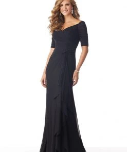 MGNY By Mori Lee - 71820 Ruched V-Neck Sheath Dress Formal Gowns