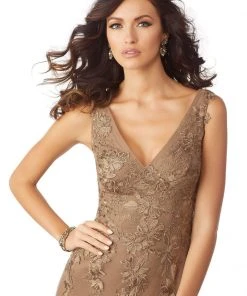 Formal Gowns MGNY By Mori Lee - 71823 Floral Embroidered V-neck A-line Gown