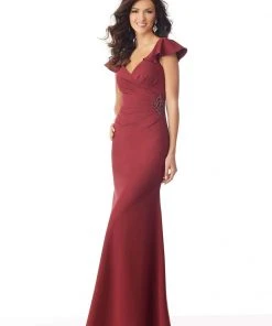 MGNY By Mori Lee - 71831 Ruched V-Neck Sheath Dress