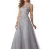 MGNY By Mori Lee - 71833 Floral Embroidered Bateau A-line Gown Formal Gowns