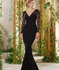 Formal Gowns MGNY By Mori Lee - 71910 Lace Appliqued Long Sleeves Gown