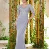 MGNY By Mori Lee - 71914 Embroidered Bateau Draped Sheath Dress Formal Gowns