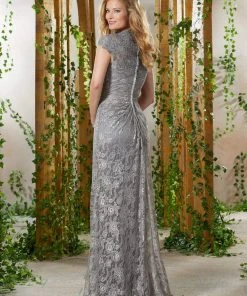 MGNY By Mori Lee - 71918 Lace Appliqued Queen Anne Gown Formal Gowns