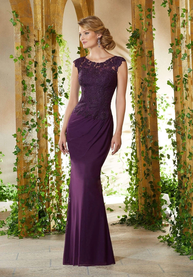 MGNY By Mori Lee - 71919 Embroidered Bateau Sheath Dress 6 MGNY By Mori Lee - 71919 Embroidered Bateau Sheath Dress