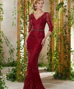 MGNY By Mori Lee - 71924 Embroidered V-neck Trumpet Dress