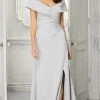 Formal Gowns MGNY By Mori Lee - 72406SC Folded Off Shoulder Evening Gown - 1 Pc Silver In Size 16 Available