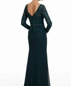 MGNY By Mori Lee - Bateau Beaded Lace Sheath Evening Dress 72010SC Formal Gowns 5 MGNY By Mori Lee - Bateau Beaded Lace Sheath Evening Dress 72010SC Formal Gowns