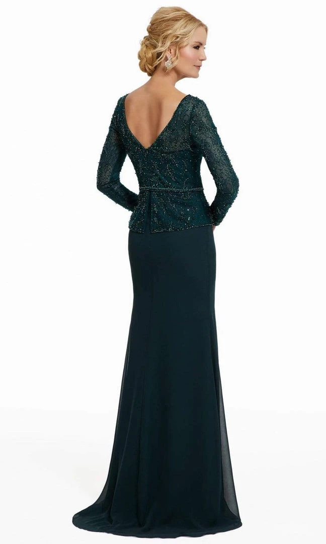 MGNY By Mori Lee - Bateau Beaded Lace Sheath Evening Dress 72010SC Formal Gowns 4 MGNY By Mori Lee - Bateau Beaded Lace Sheath Evening Dress 72010SC Formal Gowns