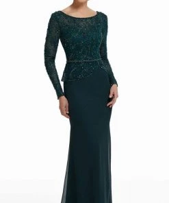 MGNY By Mori Lee - Bateau Beaded Lace Sheath Evening Dress 72010SC Formal Gowns