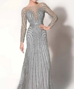 MNM Couture - 10836 Illusion Bateau Neck A-Line Dress Formal Gowns