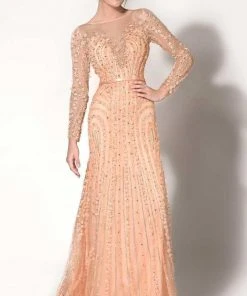 MNM Couture - 10836 Illusion Bateau Neck A-Line Dress Formal Gowns