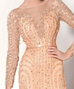 MNM Couture - 10836 Illusion Bateau Neck A-Line Dress Formal Gowns