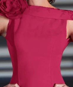 MNM Couture - 2167 Floral Asymmetric Sheath Dress Formal Gowns