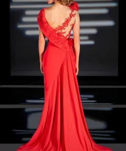 MNM Couture - 2167 Floral Asymmetric Sheath Dress Formal Gowns