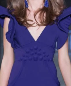 Formal Gowns MNM Couture - 2241 Ruffled V-Neck Trumpet Dress