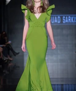 Formal Gowns MNM Couture - 2241 Ruffled V-Neck Trumpet Dress