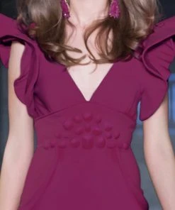 Formal Gowns MNM Couture - 2241 Ruffled V-Neck Trumpet Dress