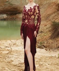 Formal Gowns MNM Couture - 2356 Sheer Embroidered Sheath Dress