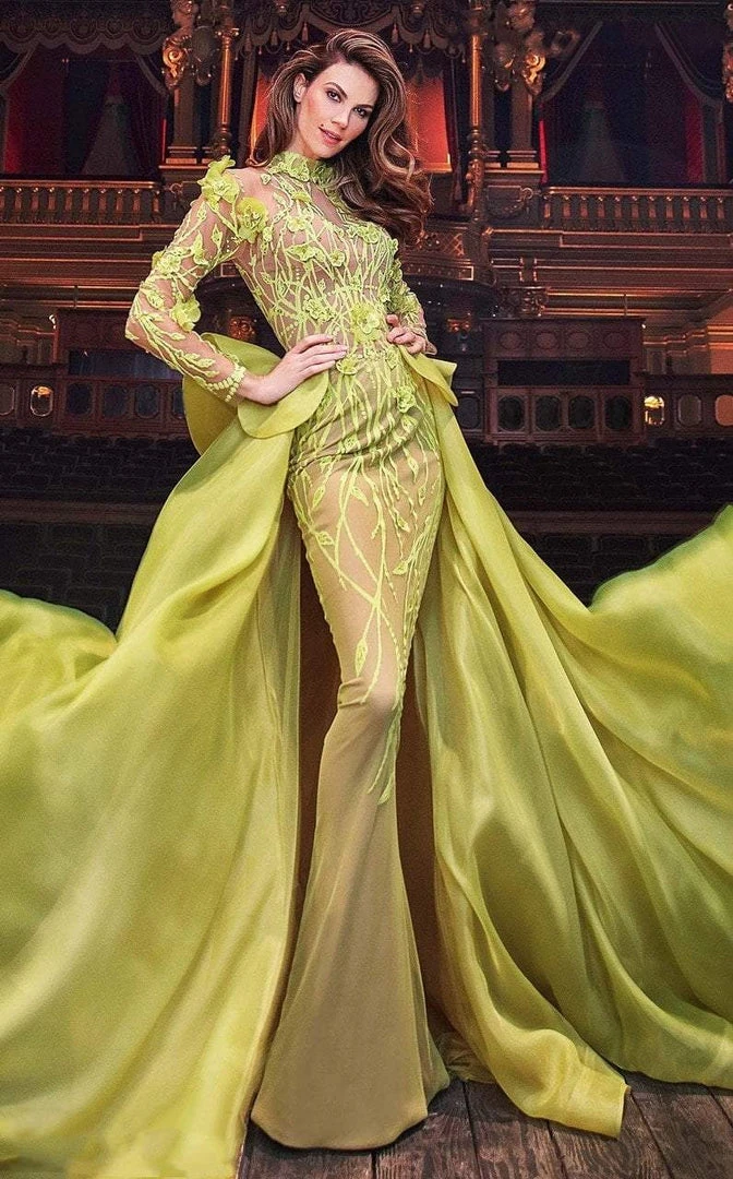 Formal Gowns MNM Couture - 2358 Embroidered Illusion High Neck A-Line Dress 3 Formal Gowns MNM Couture - 2358 Embroidered Illusion High Neck A-Line Dress