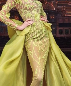 Formal Gowns MNM Couture - 2358 Embroidered Illusion High Neck A-Line Dress 8 Formal Gowns MNM Couture - 2358 Embroidered Illusion High Neck A-Line Dress