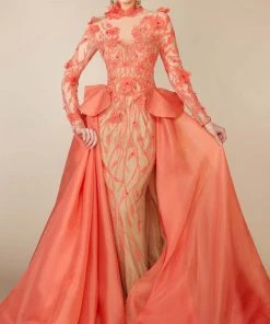 Formal Gowns MNM Couture - 2358 Embroidered Illusion High Neck A-Line Dress 9 Formal Gowns MNM Couture - 2358 Embroidered Illusion High Neck A-Line Dress