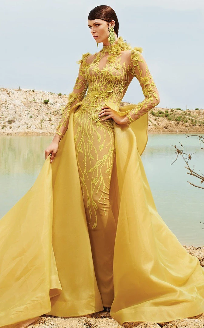 Formal Gowns MNM Couture - 2358 Embroidered Illusion High Neck A-Line Dress 6 Formal Gowns MNM Couture - 2358 Embroidered Illusion High Neck A-Line Dress