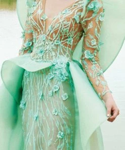 MNM Couture - 2359 Floral V-Neck Column Dress Formal Gowns 7 MNM Couture - 2359 Floral V-Neck Column Dress Formal Gowns