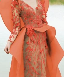 MNM Couture - 2359 Floral V-Neck Column Dress Formal Gowns 9 MNM Couture - 2359 Floral V-Neck Column Dress Formal Gowns