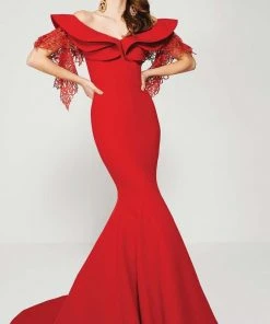MNM Couture - 2363 Tiered Off-Shoulder Mermaid Gown