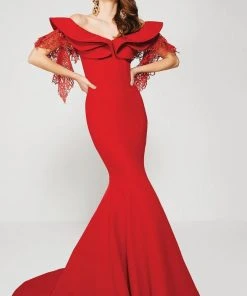 MNM Couture - 2365 Layered Off Shoulder Mermaid Dress
