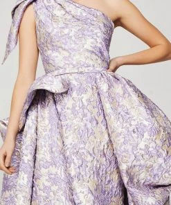 MNM Couture - 2374 Embroidered Asymmetric A-Line Dress