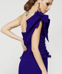 Formal Gowns MNM Couture - 2375 Floral Asymmetric Mermaid Dress