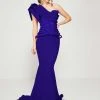 Formal Gowns MNM Couture - 2375 Floral Asymmetric Mermaid Dress