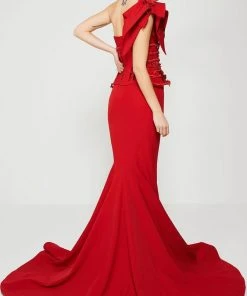 Formal Gowns MNM Couture - 2375 Floral Asymmetric Mermaid Dress