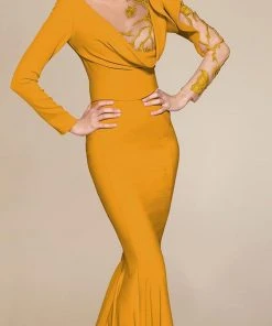 MNM Couture - 2404 Illusion Plunging Neck Mermaid Gown Formal Gowns