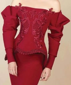 MNM Couture - 2408 Ruffled Long Sleeve Mermaid Gown