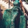 MNM COUTURE - 2416 Sleeveless Sequin Ornate Overlay Train Evening Gown 1 MNM COUTURE - 2416 Sleeveless Sequin Ornate Overlay Train Evening Gown