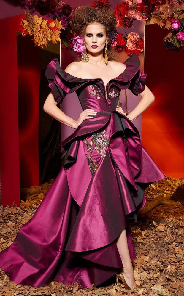 MNM Couture - 2424 Ruffled Off-Shoulder High Low A-line Dress 3 MNM Couture - 2424 Ruffled Off-Shoulder High Low A-line Dress