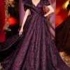 Formal Gowns MNM Couture - 2438 Floral Applique Puff Sleeve Ballgown