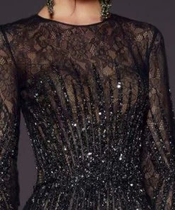 MNM COUTURE - 2449 Embellished Lace Long Sleeve Ballgown 7 MNM COUTURE - 2449 Embellished Lace Long Sleeve Ballgown