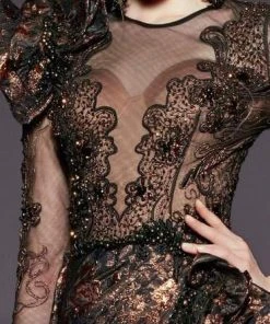 MNM COUTURE - 2455 Applique Illusion Jewel A-line Dress 7 MNM COUTURE - 2455 Applique Illusion Jewel A-line Dress