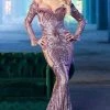 MNM COUTURE - 2481 Embellished Sweetheart Long Sleeve Mermaid Dress