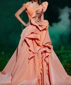 Formal Gowns MNM COUTURE - 2486 Embroidered Ruffle Sweetheart Ballgown