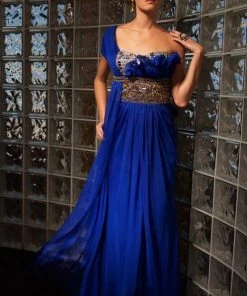 Formal Gowns MNM Couture - 5699 One Shoulder Draped Long Gown